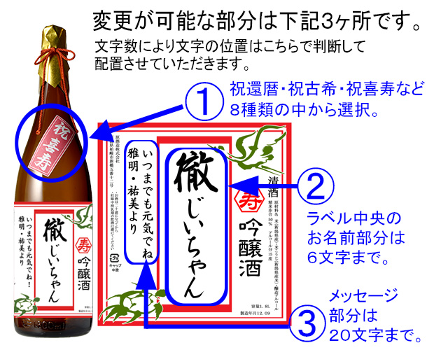 長寿祝いオリジナルラベル　説明画像