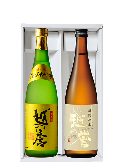 

越の誉の純米大吟醸と純米酒をセットにした日本酒ギフト

